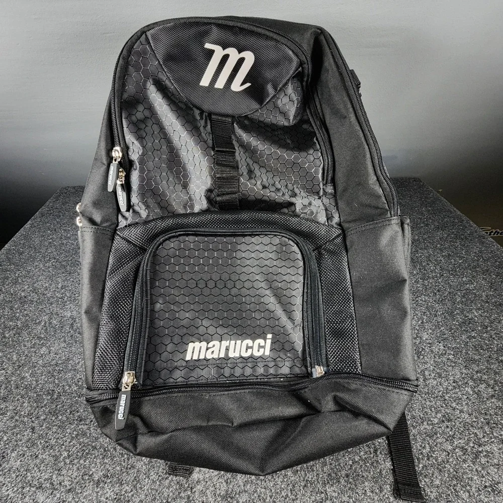 Marucci Trooper Bat Pack Backpack Unisex Large Black Honeycomb Baseball Bag